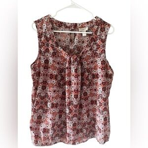 EUC Loft Pink Floral Top With Elastic Bottom Size L